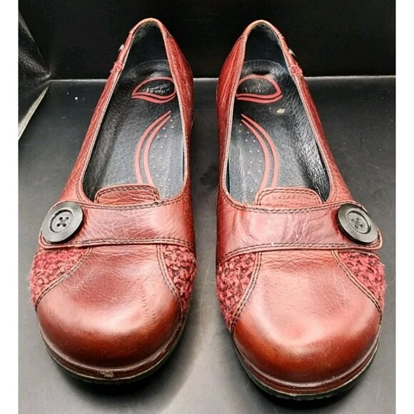 DANSKO Size 8 Burgundy Red PAM SLIP-ON LOAFER EU 38 Wedge Shoes - Picture 2 of 9